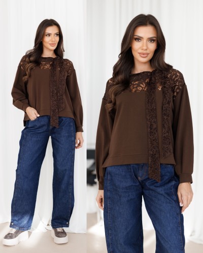 Bluza z koronkowym wiązaniem By o la la...! chocomus