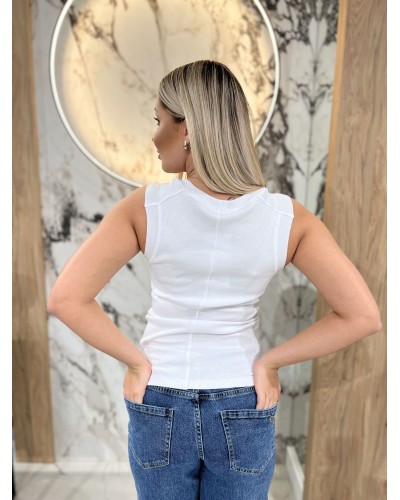 Bokserka z okrągłym dekoltem By o la la...! śmietankowa