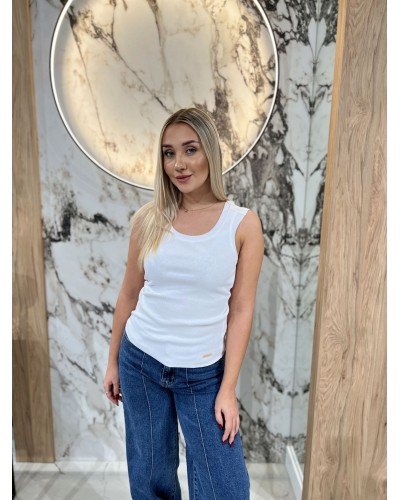 Bokserka z okrągłym dekoltem By o la la...! śmietankowa