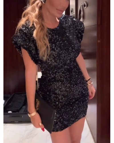 Sukienka mini cekinowa EMO czarna