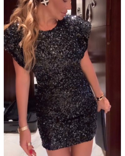 Sukienka mini cekinowa EMO czarna