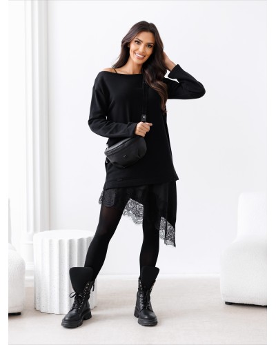 Sukienka bluza z koronką By o la la...! czarna