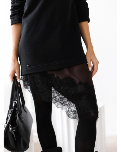 Sukienka bluza z koronką By o la la...! czarna z chocomuss