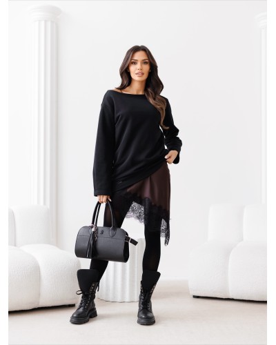 Sukienka bluza z koronką By o la la...! czarna z chocomuss