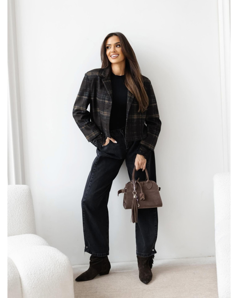 Spodnie jeansowe z zakładkami By o la la...! szary jeans