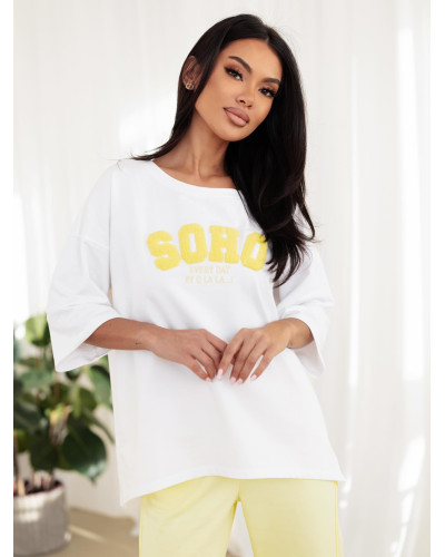 T-shirt SOHO By o la la...! biały z sunshine
