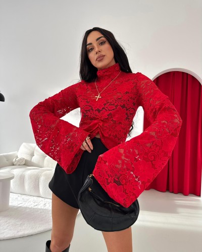 Nowa bluzka koronkowa La Milla czerwona