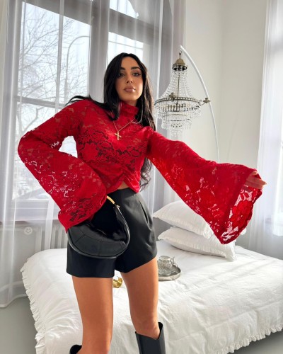 Nowa bluzka koronkowa La Milla czerwona