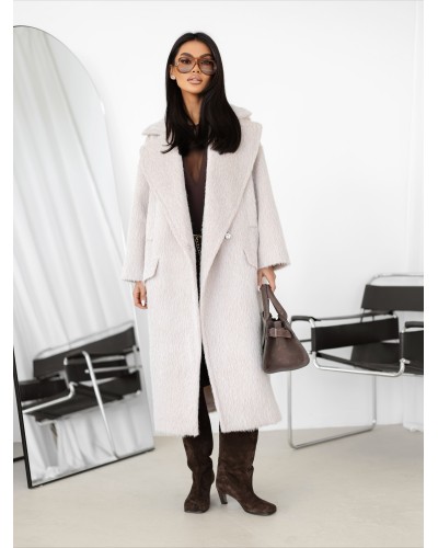 Płaszcz futrzany By o la la...! śmietankowy