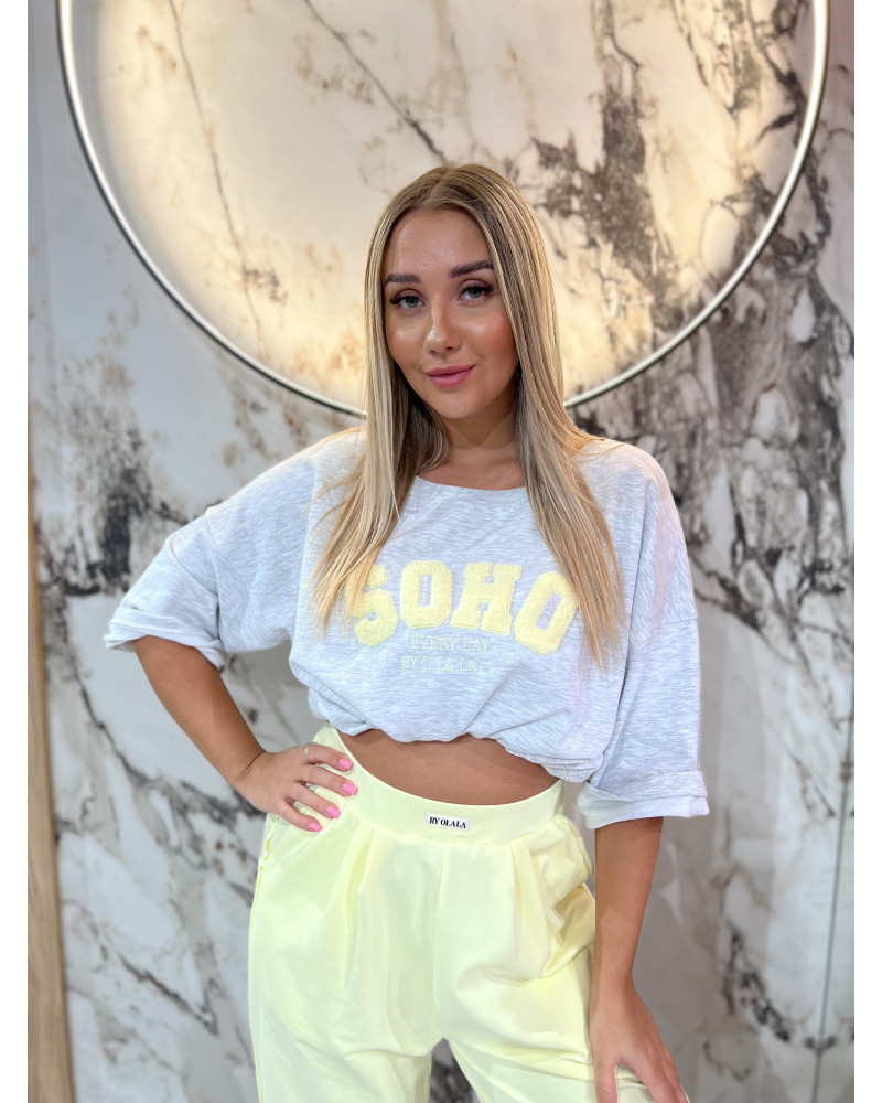 T-shirt SOHO By o la la...! szary melanż z sunshine