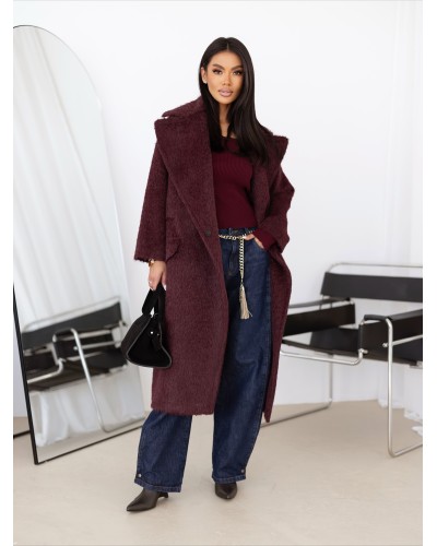 Płaszcz futrzany By o la la...! merlot