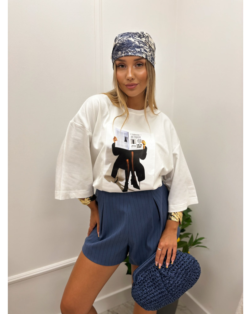 T-shirt dama z gazetą La Milla biała