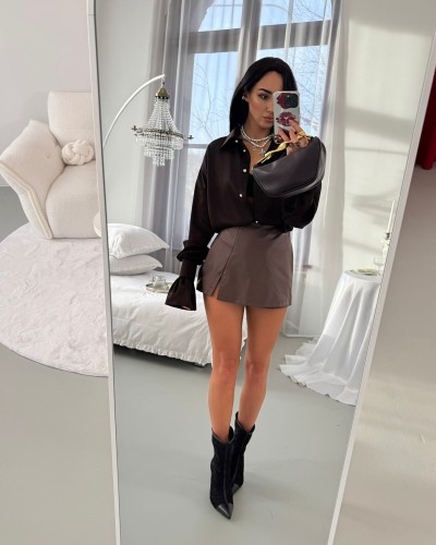 Koszula satynowa La Milla czekoladowa