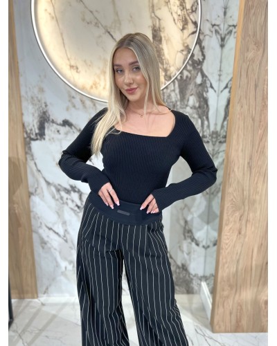 Szwedy materiałowe w paski By o la la...! czarne