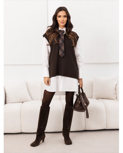 Sukienka koszulowa z kamizelką i krawatem By o la la...! chocomus