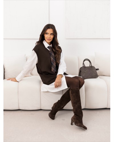 Sukienka koszulowa z kamizelką i krawatem By o la la...! chocomus