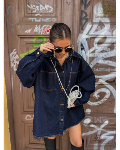 Koszula jeansowa La Milla ciemny jeans