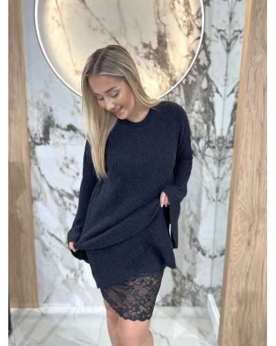 Sukienka swetrowa z halką By o la la...! czarna