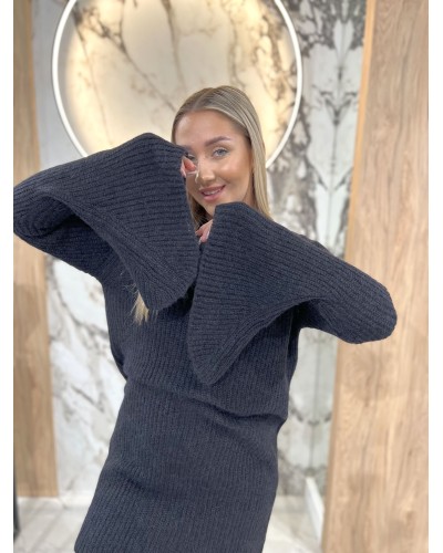 Sukienka swetrowa z halką By o la la...! czarna