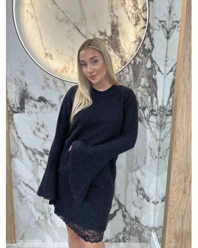 Sukienka swetrowa z halką By o la la...! czarna