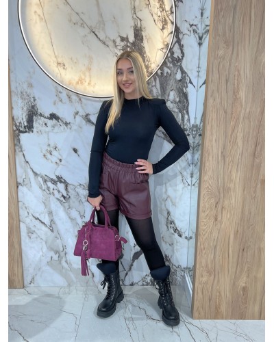 Spodenki z ekoskóry By o la la...! merlot