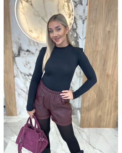 Spodenki z ekoskóry By o la la...! merlot