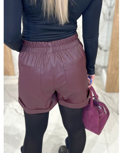 Spodenki z ekoskóry By o la la...! merlot