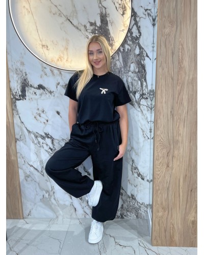 T-shirt z logowaną kokardką By o la la..! czarny