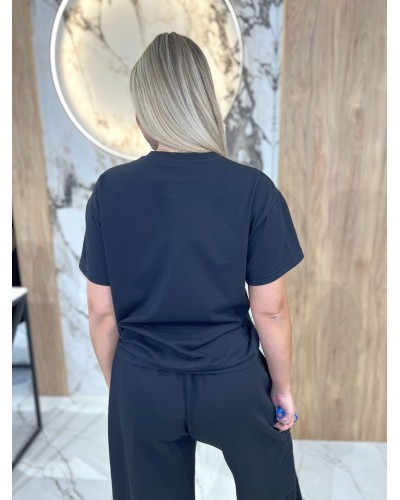 T-shirt z logowaną kokardką By o la la..! czarny