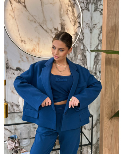 Marynarka pudełkowa dresowa By o la la...! navy blue