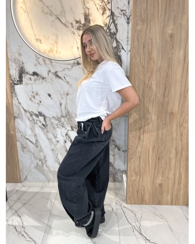 Spodnie jeansowe z zakładkami By o la la...! szare