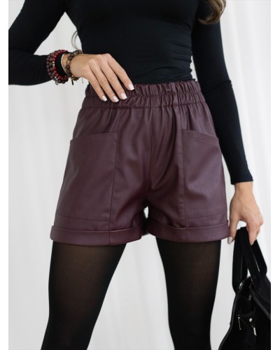 Spodenki z ekoskóry By o la la...! merlot