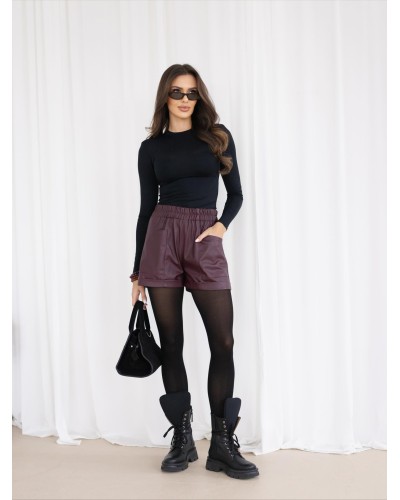 Spodenki z ekoskóry By o la la...! merlot