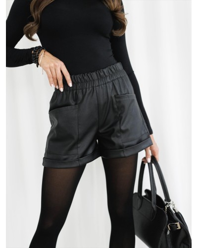 Spodenki z ekoskóry By o la la...! czarne