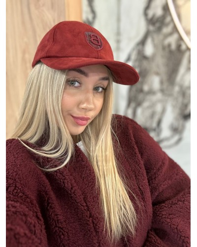 Czapka z daszkiem welurowa By o la la...! merlot