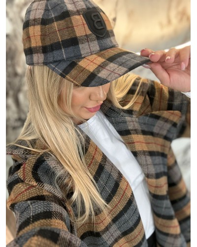 Czapka z daszkiem By o la la...! szara z miodowym