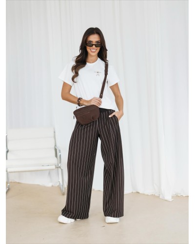 T-shirt z logowaną kokardką By o la la..! śmietankowy