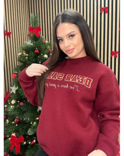 Bluza Dear Santa EMO burgundowa