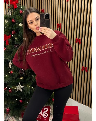 Bluza Dear Santa EMO burgundowa