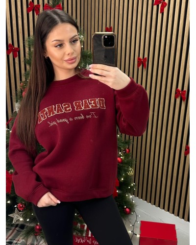 Bluza Dear Santa EMO burgundowa