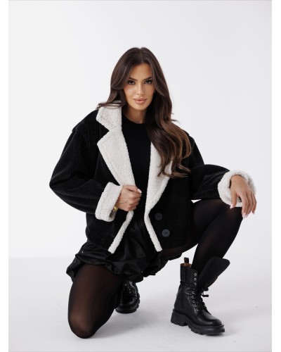 Kożuch sztruksowy By o la la...! czarny