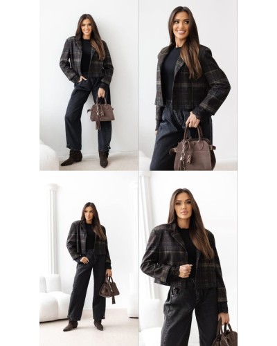 Marynarka w kratę z koronkowym mankietem By o la la...! chocomuss