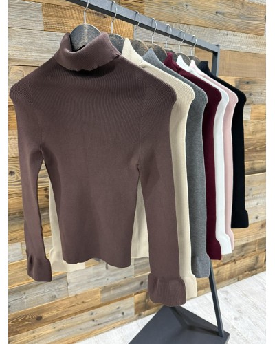 Golf prążkowany z dzwoneczkami By o la la...! śmietanowy