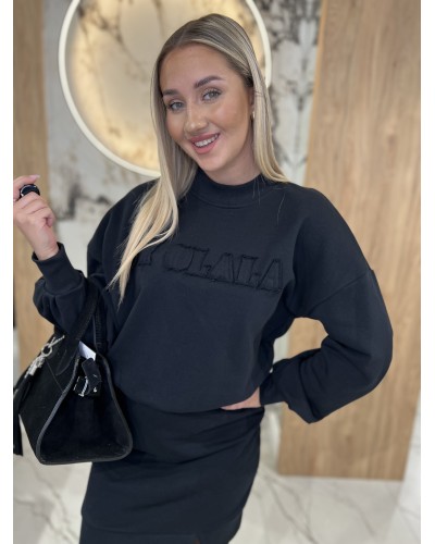 Sukienka dresowa z naszytym logo By o la la...! czarna