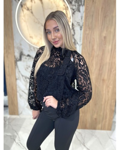 Koronkowe body z kokardą By o la la...! czarne