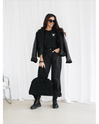 Spodnie jeansowe z zakładkami By o la la...! szare