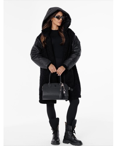 Torebka kuferek bagietka ze skóry licowej By o la la...! czarna