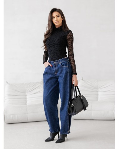 Body mgiełka w kwiatowy wzór By o la la...! czarne