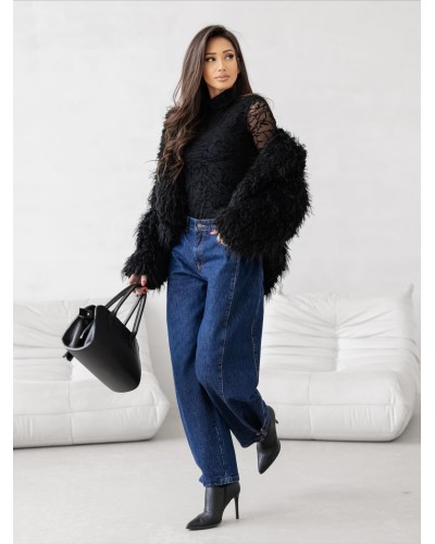 Body mgiełka w kwiatowy wzór By o la la...! czarne