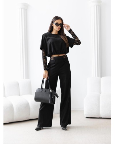 Komplet z koronkowymi wstawkami By o la la...! czarny